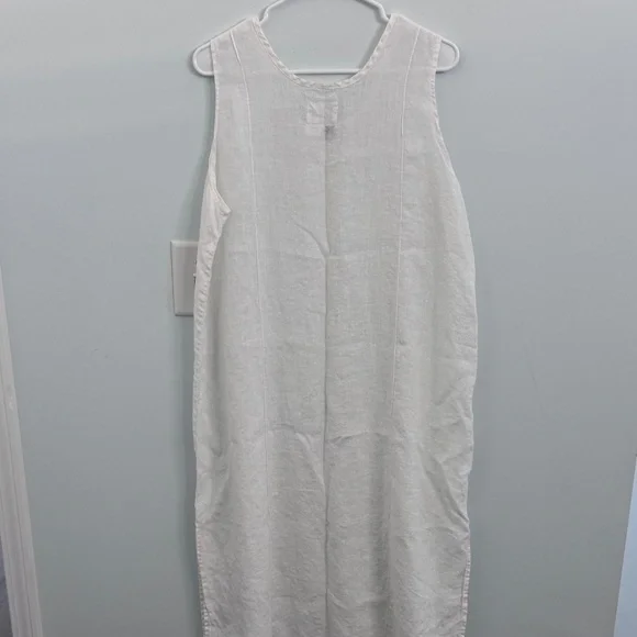 Flax Sleeveless Cream Linen Long Dress NWOT Size L - Picture 2 of 4